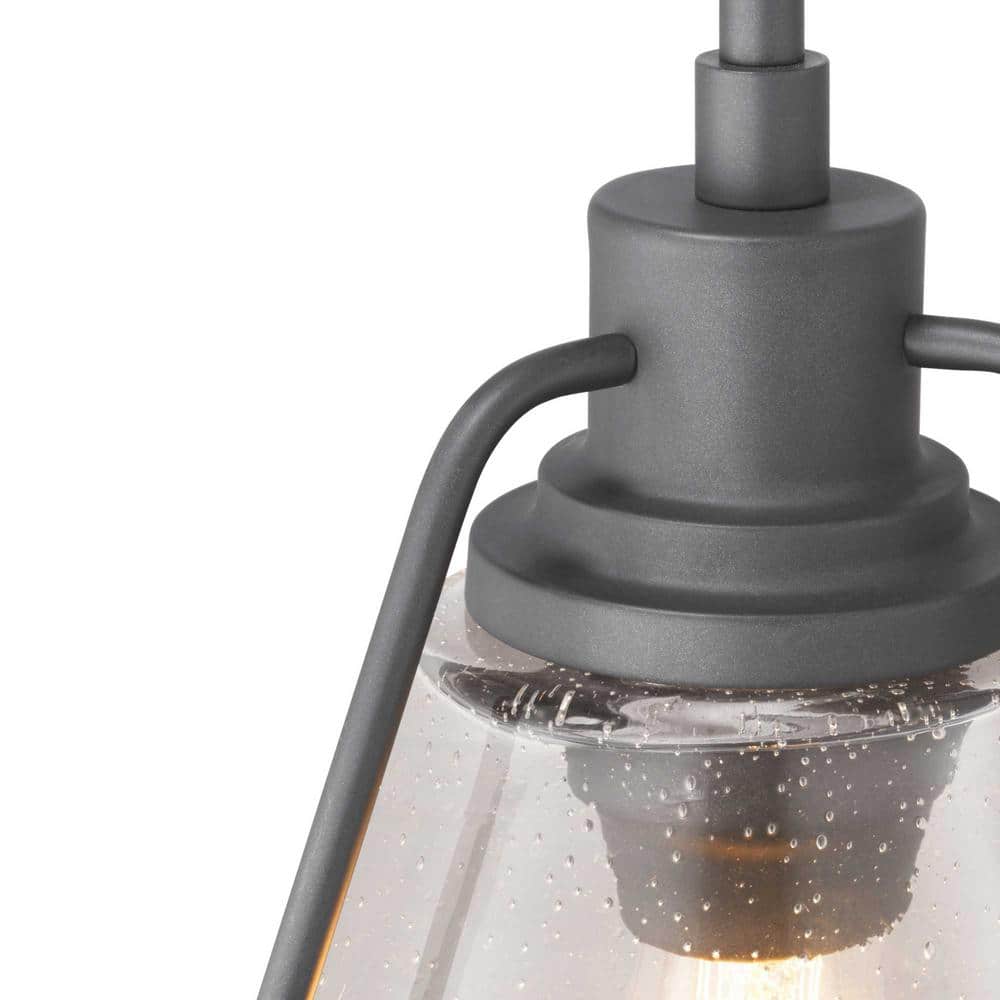 Graphite Finish Range Pendant Light with Clear Seeded Glass