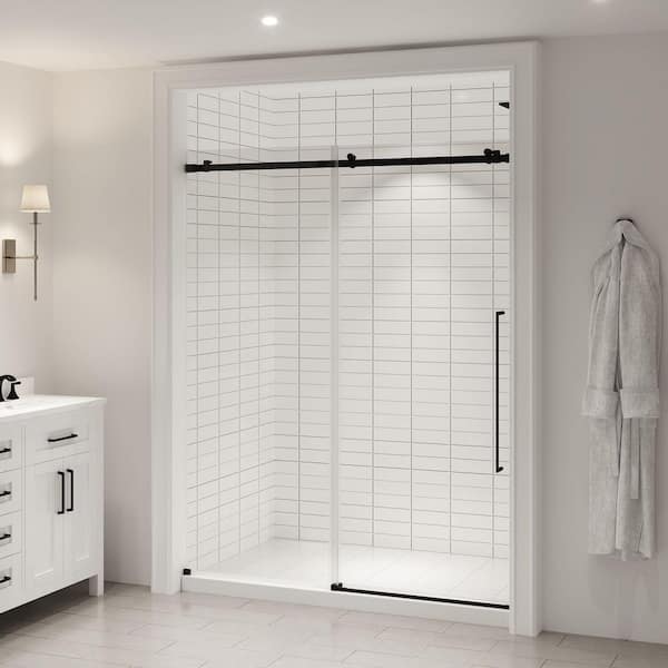OVE Decors Selby 60 in. W x 74.02 in. H Sliding Frameless Shower Door with Clear Glass in Black