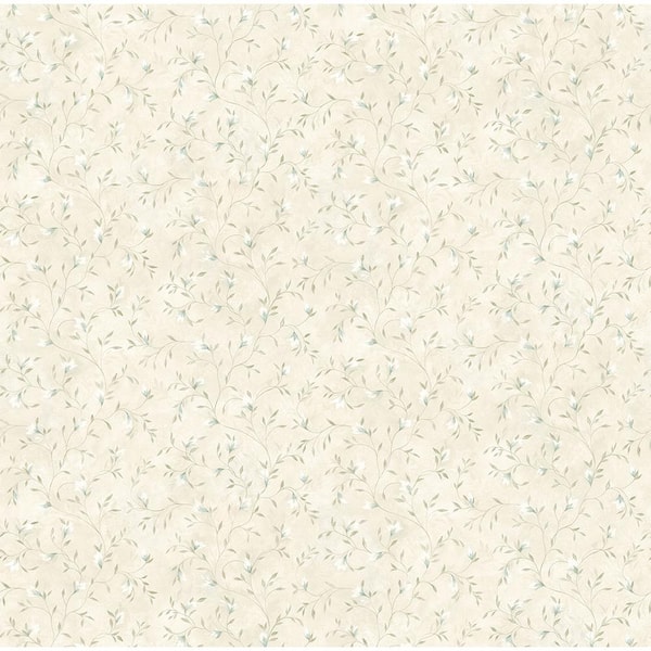 Chesapeake Eleanor Light Grey Folk Botanical Trail Light Grey Wallpaper Sample