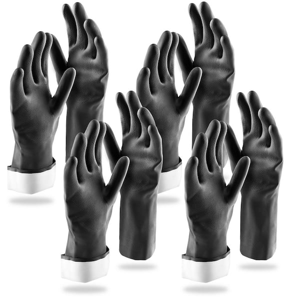 Libman Industrial Large/XL Rubber Reusable Gloves in Black (4-Pairs)