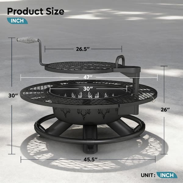 Bestier 47 in. Wood Burning Fire Pit Outdoor Backyard Patio Fire