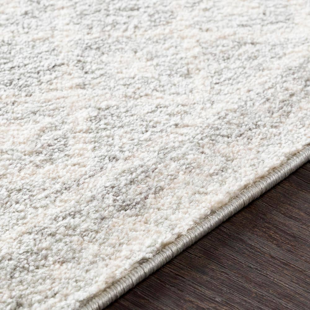 Gray Square Synthetic Easy-Care Stain-Resistant Area Rug