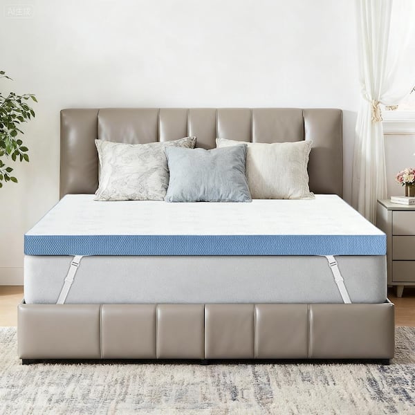 3 Inch Gel Infused Cooling Mattress Pad for Pain Relief-Firm Mattress Topper Adjustable Strap & Removable Cover Twin