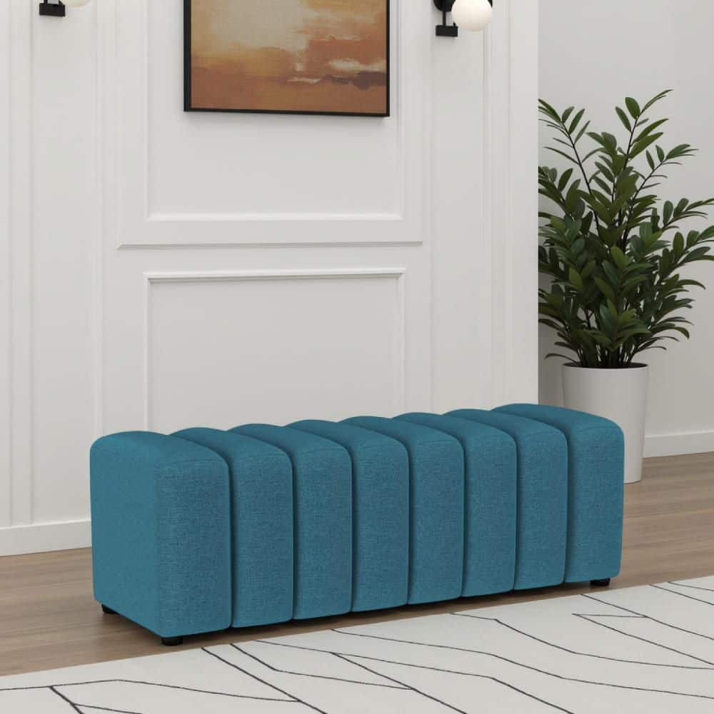 Blue 53.75 in. Bedroom Bench with Upholstery