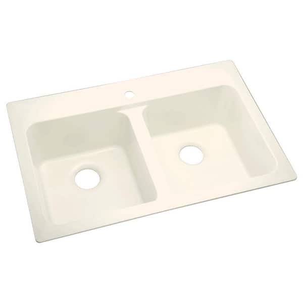STERLING Breeze Drop-in Composite 20-1/2 in. x 31-1/2 in. 1-Hole Double Basin Kitchen Sink in Biscuit-DISCONTINUED