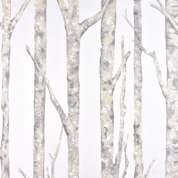 Advantage Cameron Off-White Trees Pearl Wallpaper Sample