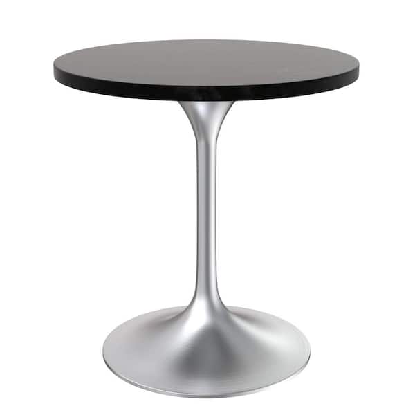Leisuremod Verve Mid-Century Modern Black Wood 27.55 in. Pedestal Dining Table with MDF Top, (Seats 2)