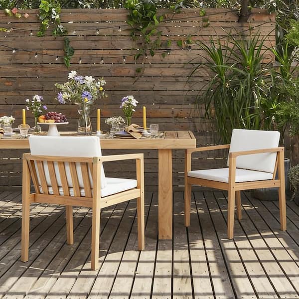 ベランダチェアデザイナーズ Modern Dining Table chair Light Wood Aluminum Outdoor Dining Chairs, Patio Dining Chair with