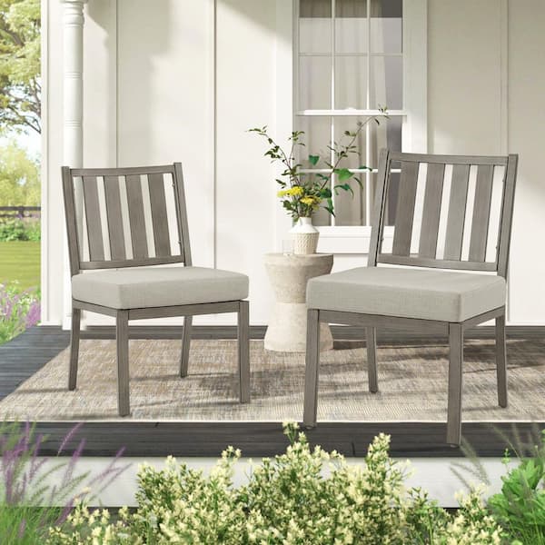 AZUR Aluminum Outdoor Armless Dining Chair with Sunbrella Cushion (2-Pack)