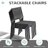 Infographic showing the stackable chairs feature and benefits.
