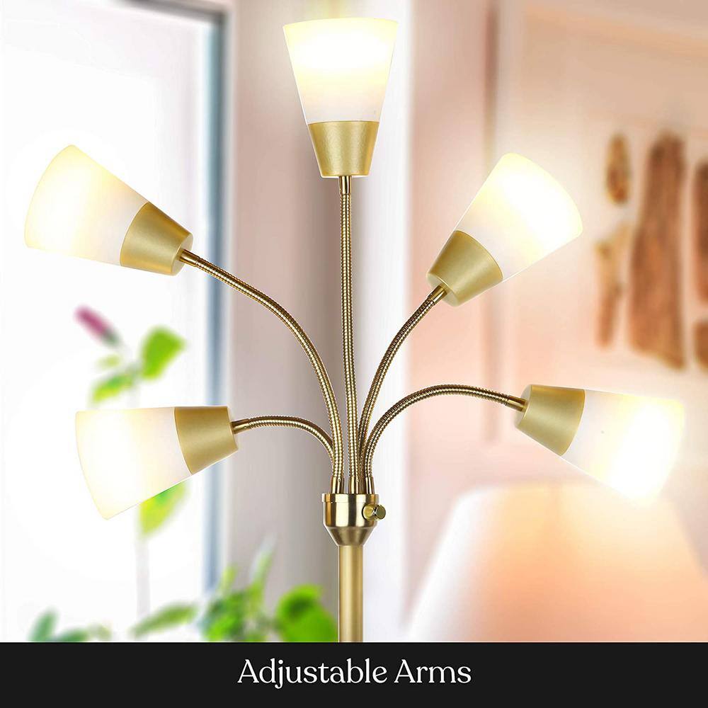 Medusa Brass 78" LED Floor Lamp with Adjustable Multi-Head