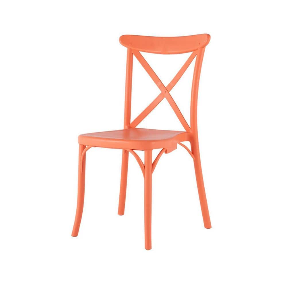 Orange Plastic Armless Dining Chair Without Cushion price history on PriceWatchPro