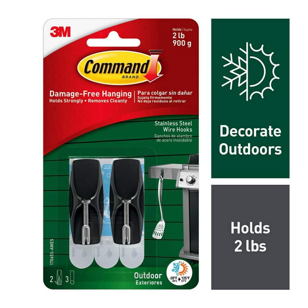 Command Medium Wire Toggle Hooks, Black, Damage Free Organizing, 2 ...
