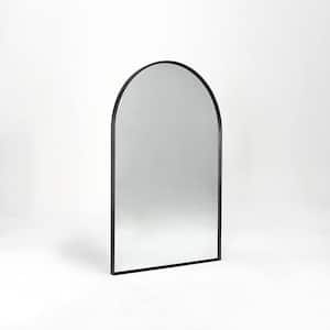 20 in. W x 30 in. H Arched Aluminium Framed Wall Bathroom Vanity Mirror in Black