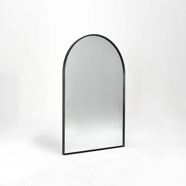 Nestfair 20 in. W x 30 in. H Arched Aluminium Framed Wall Bathroom Vanity Mirror in Black