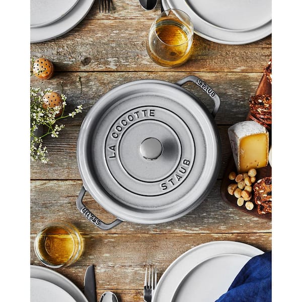 staub Cast Iron 4 qt. Round Cast Iron Dutch Oven in Graphite Grey