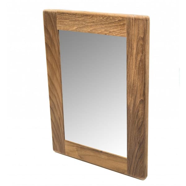 HomeRoots 11.00 in. W x 15.00 in. H Wood Brown Wood Vanity Mirror