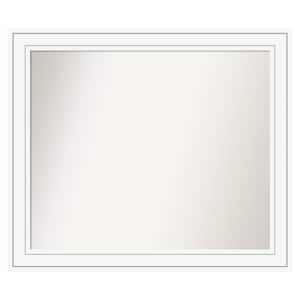 Craftsman White 35 in. x 30 in. Custom Non-Beveled Satin Wood Framed Bathroom Vanity Wall Mirror