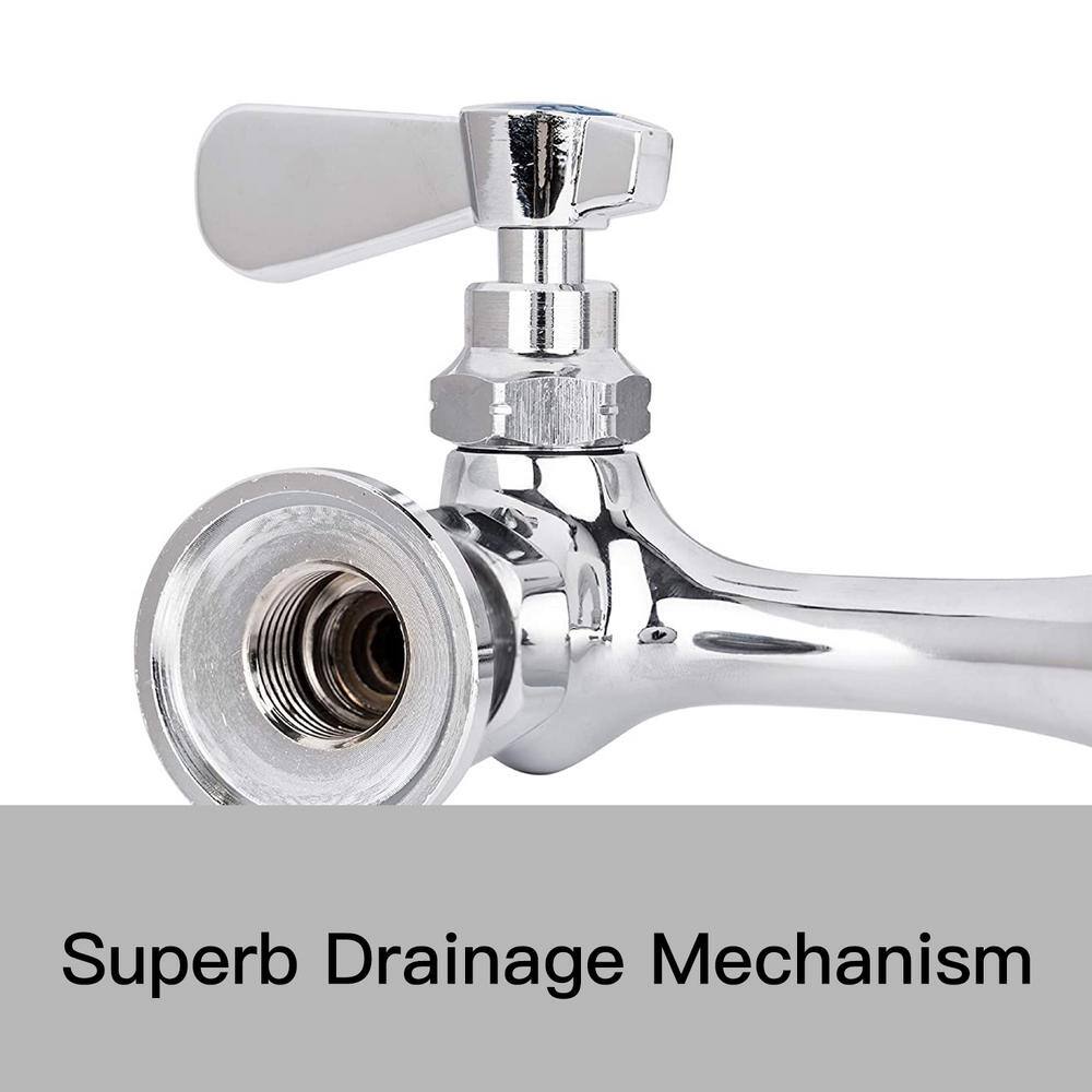 BWE Double Handles Wall Mount Modern Standard Kitchen Faucet With 8 Inch Swivel Spout 8" Center
