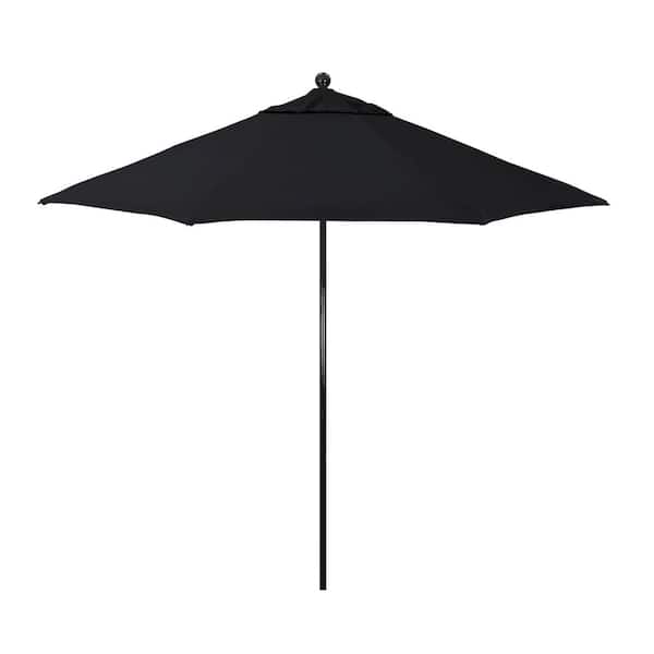 California Umbrella 9 ft. Black Fiberglass Market Patio Umbrella with Manual Push Lift in Black Pacifica Premium