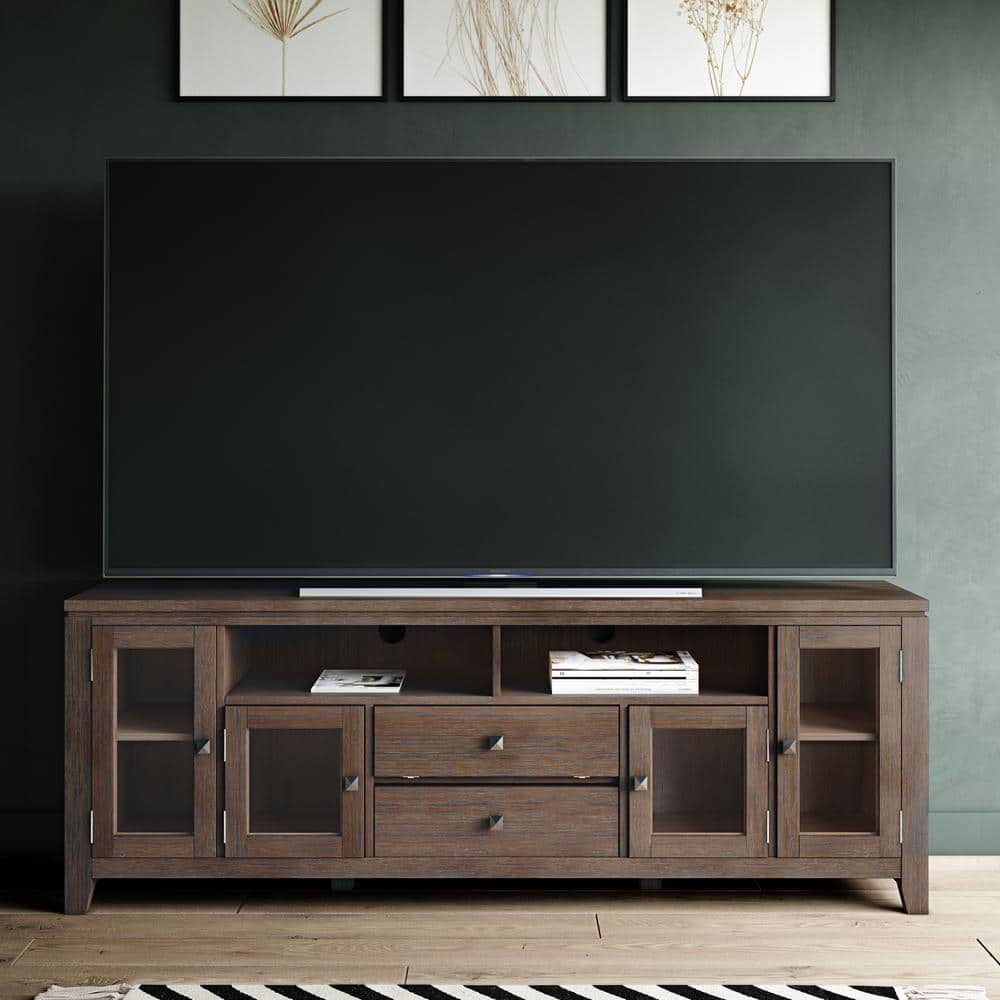 Farmhouse Brown Solid Wood 72" Wide TV Media Stand