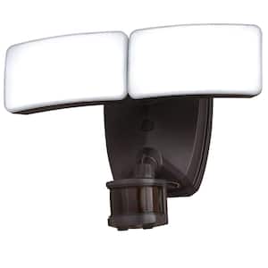Zeta 2-Light Integrated LED Outdoor Motion Sensor Adjustable Security Flood Light Bronze