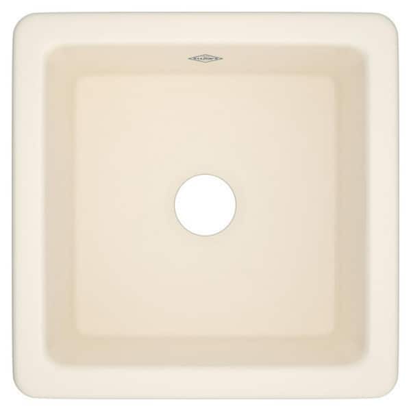 ROHL Lancaster 18.125 in. Drop-In/Undermount Single Bowl Fireclay Kitchen Sink in Parchment