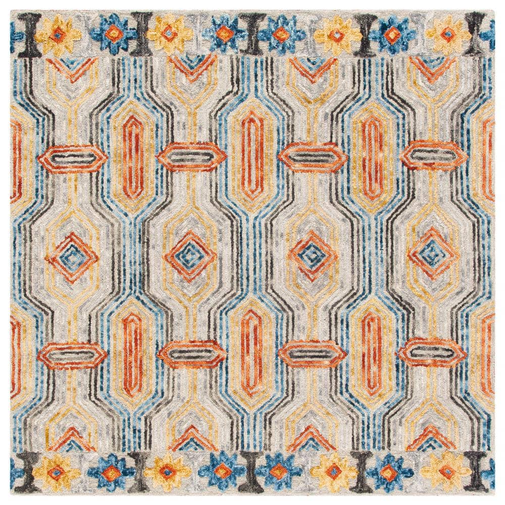 Trace Gray/Blue 4 ft. x 4 ft. Trellis Square Area Rug price history on PriceWatchPro
