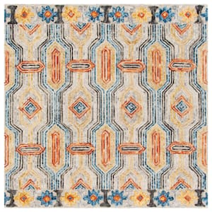 Trace Gray/Blue 8 ft. x 8 ft. Trellis Square Area Rug