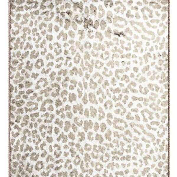 2 X 8 Beige Animal Print Runner Rug