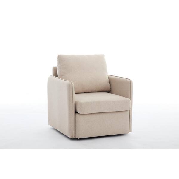 Unbranded Beige Metal Fabric Outdoor Lounge Chairs with Cushion, Swivel Accent Chair with Storage for Living Room