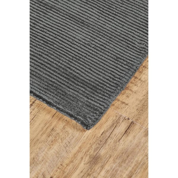 4 ft. x 6 ft. Gray, Black Solid Color Area Rug