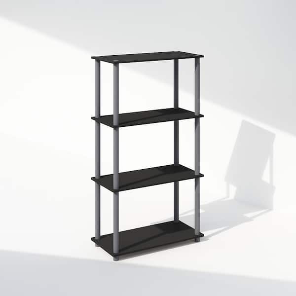 Furinno Turn-N-Tube 43.25 in. Tall Black/Grey Wood 4-Shelf Bookcase