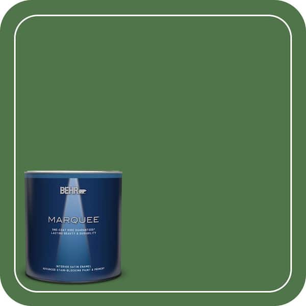 BEHR MARQUEE 1 qt. #MQ4-49 Emerald Forest One-Coat Hide Satin Enamel Interior Paint & Primer