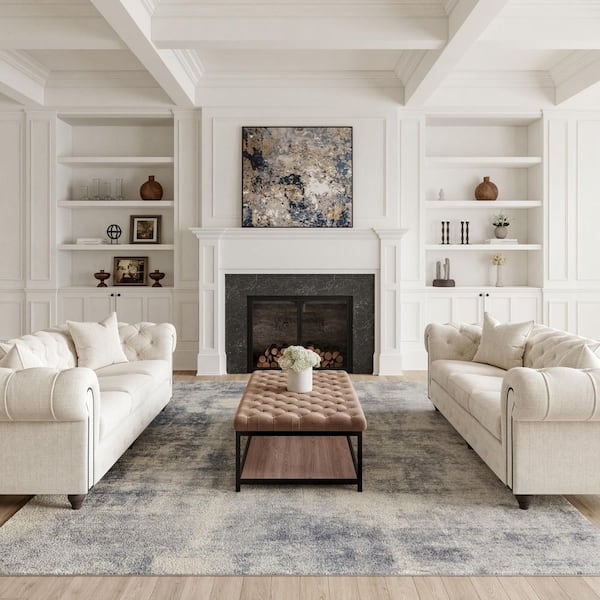 Rustic Textures Blue/Ivory 8 ft. x 11 ft. Abstract Contemporary Area Rug