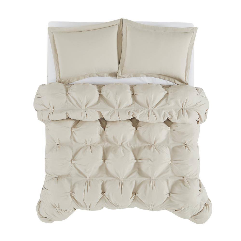 Beige Twin Microfiber Down Alternative Comforter Set