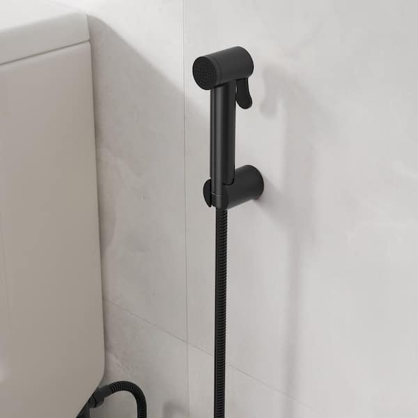 Modern 1 Handle Bidet Faucet with Handle Wall Mount Bidet Sprayer for Toilet with Rough-in Valve in Matte Black