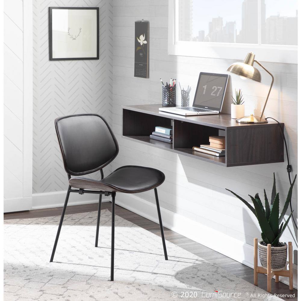 Lombardi 31'' Black Metal and Faux Leather Industrial Side Chair