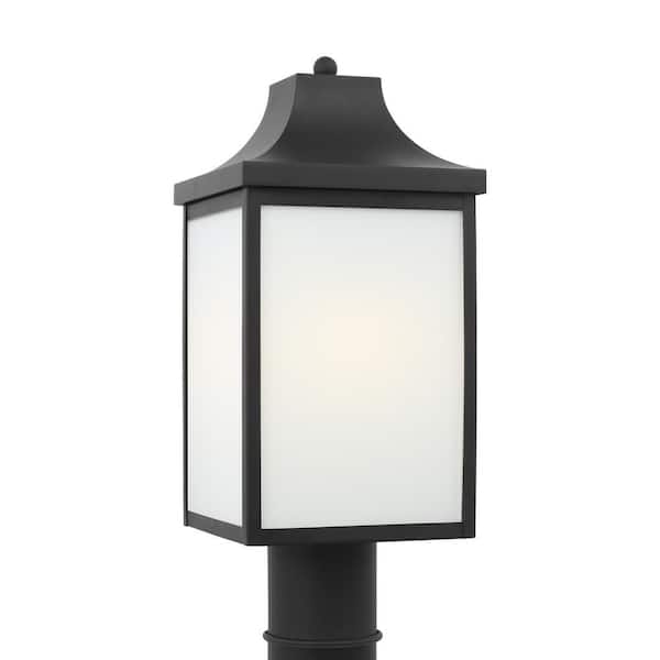 Generation Lighting Saybrook 1-Light Textured Black Aluminum Hardwired Outdoor Weather Resistant Post Light with No Bulbs Included