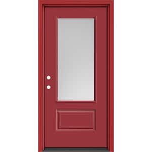 Performance Door System 36 in. x 80 in. 3/4-Lite Right-Hand Inswing Pearl Red Smooth Fiberglass Prehung Front Door