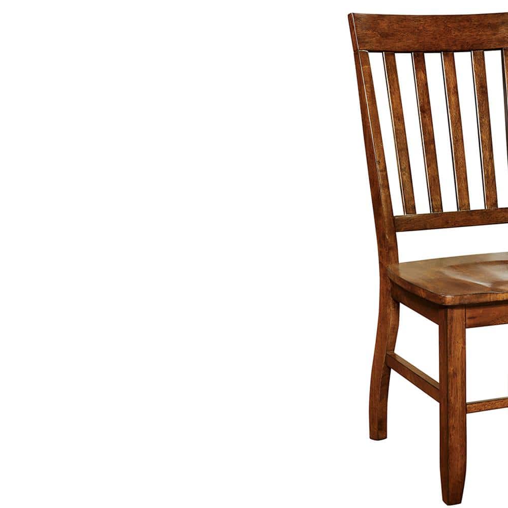 Dark Oak Slat Back Transitional Side Chair
