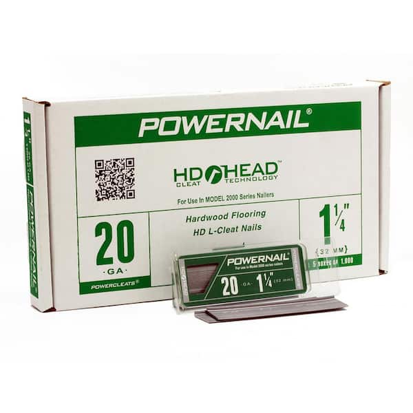 POWERNAIL 1-1/4 in. Leg x 20-Gauge Adhesive Strip L-Shaped Cleat Nails for Engineered and Hardwood Floors (5000 per Box)