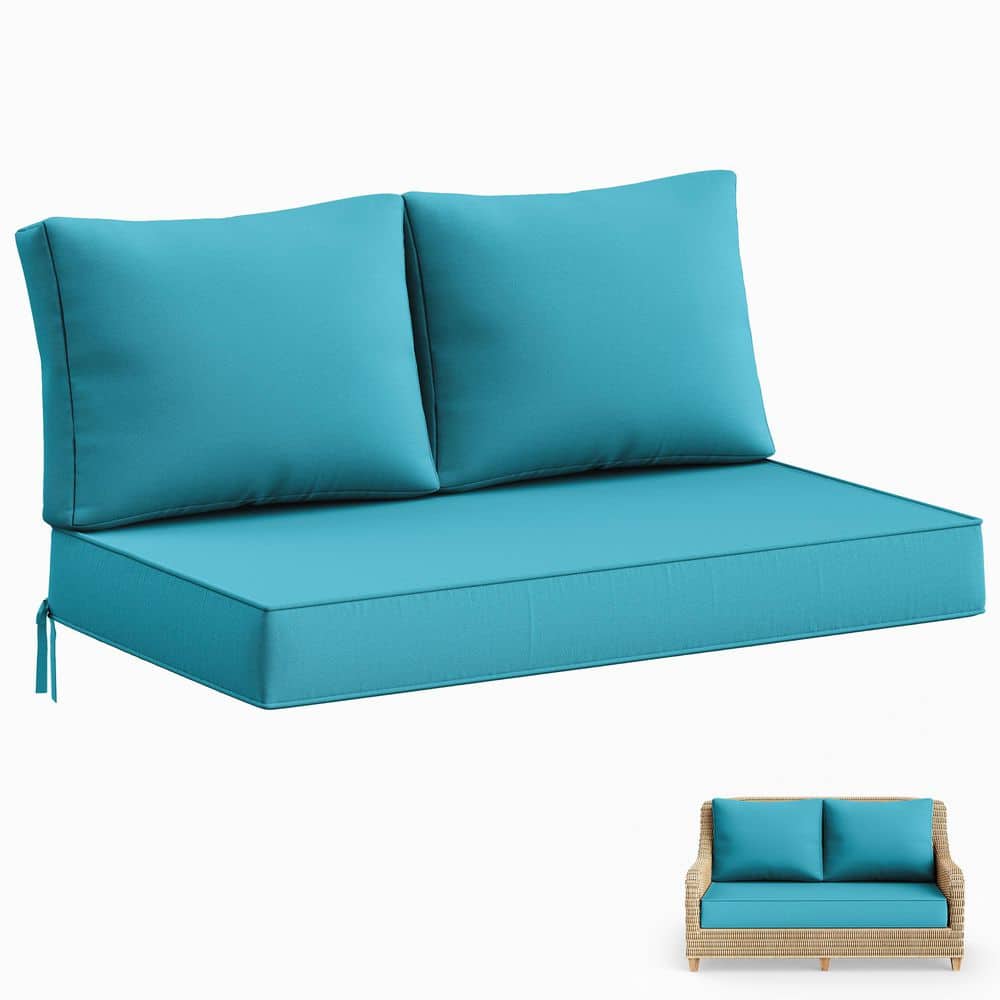 46 in. x 26 in. x 5 in. Outdoor Patio Replacement Loveseat Sofa Cushion Set with Backrest Lake Blue price history on PriceWatchPro