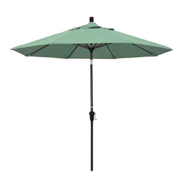 California Umbrella 9 ft. Aluminum Market Auto Tilt Bronze Patio Umbrella in Spa Pacifica
