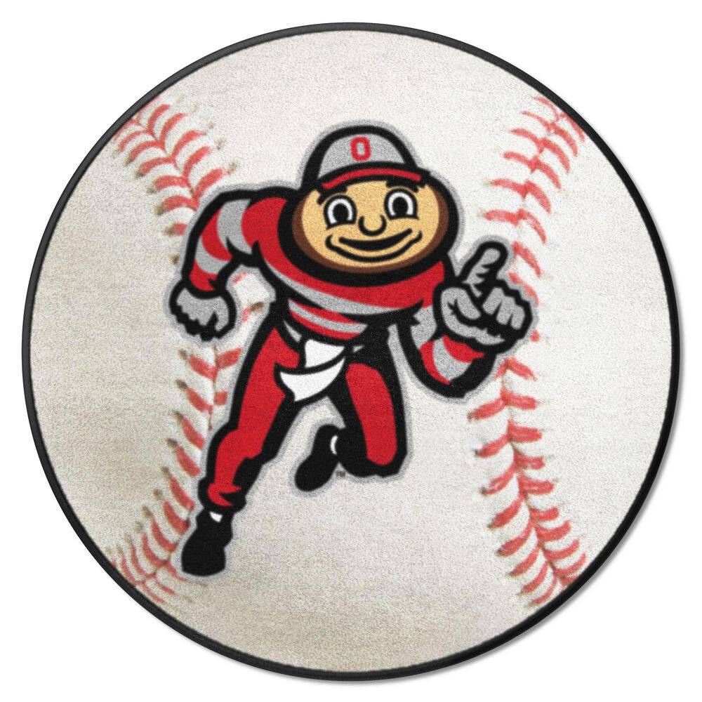 FANMATS Ohio State Buckeyes White ft. Round Baseball Area Rug 36445 The  Home Depot