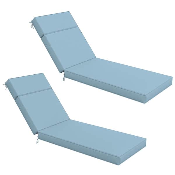 80 in. x 26 in. x 4 in. (2-Pack) Outdoor Water-Resistant Replacement Chaise Lounge Seat Cushion Sky Blue