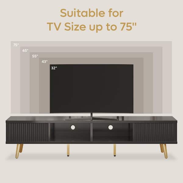 Bestier 71 in. Glossy Black TV Stand Fits TV Up to 75 in Bestier 71 in. Glossy Black TV Stand Fits TV Up to 75 in