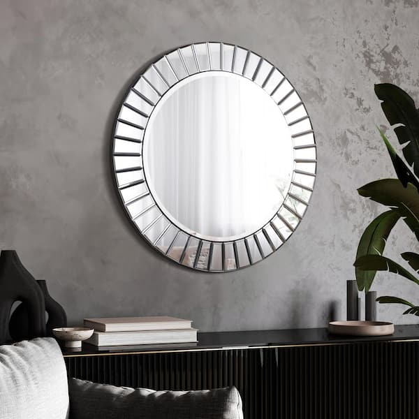 Empire Art Direct Medium Round Clear Beveled Glass Modern Mirror (32 in. H x 32 in. W)