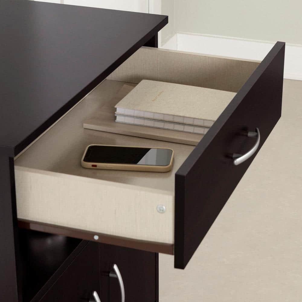 Chocolate Wood Mobile Printer Stand with Storage and Wheels