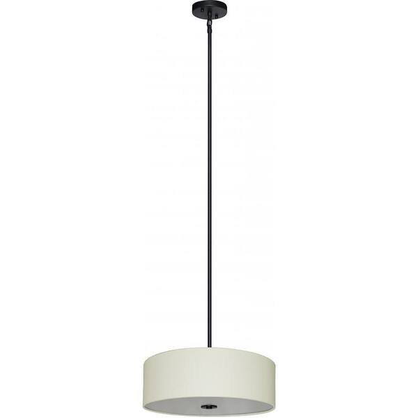 Illumine 4-Light Ebony Bronze Chandelier with Creme Brulee Weave Fabric Shade